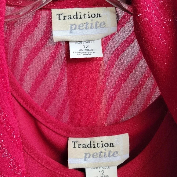 Tradition Petite Mother-of-the-Bride Two-piece  Red Glittery Dress Size 12 - Picture 7 of 16
